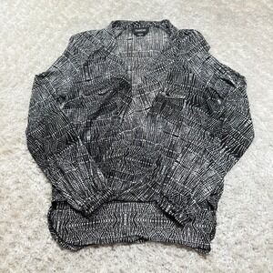 Bebe Blouse Women's M Black and White Abstract LS Y2K Sexy Office Career Party